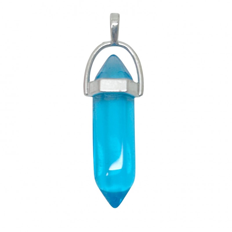 Pendentif en Verre Teinté Bleu Ciel 4cm