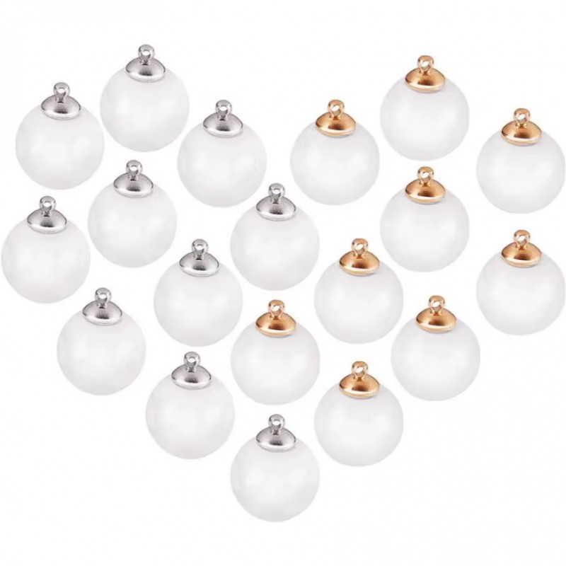 30 Globes en Verre avec Attache 15 Argentés 15 Dorés 16mm