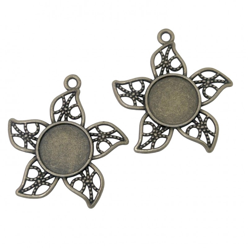 2 Supports Pendentif Bronze pour Cabochon 12mm