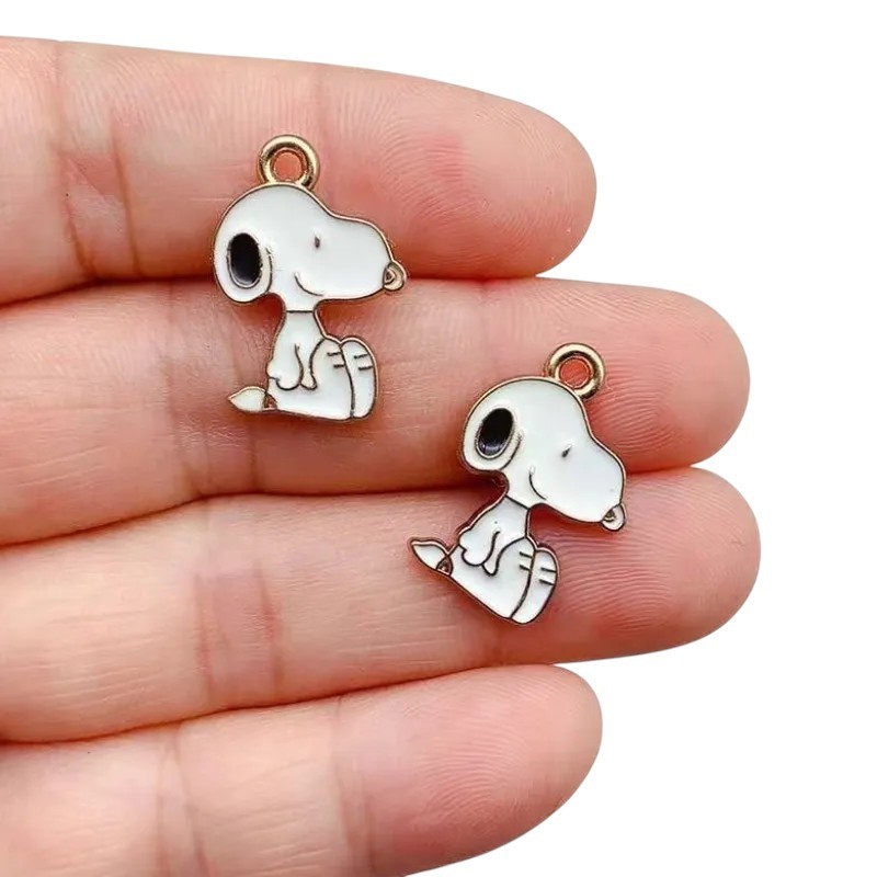 2 Breloques Snoopy en Émail Métal Doré 20x14mm