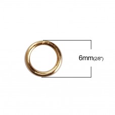 50 Anneaux de Jonction en Acier Inoxydable Doré 6mm
