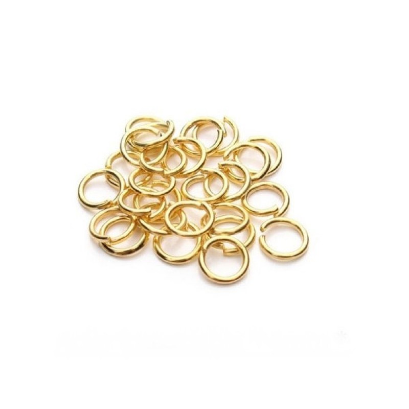 50 Anneaux de Jonction en Acier Inoxydable Doré 6mm