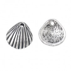 6 Breloques Coquillage Argenté 12x11mm