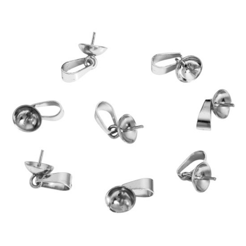 5 Bélières Attaches en Acier Inoxydable Argenté pour Pendentif et Perle 14x6mm
