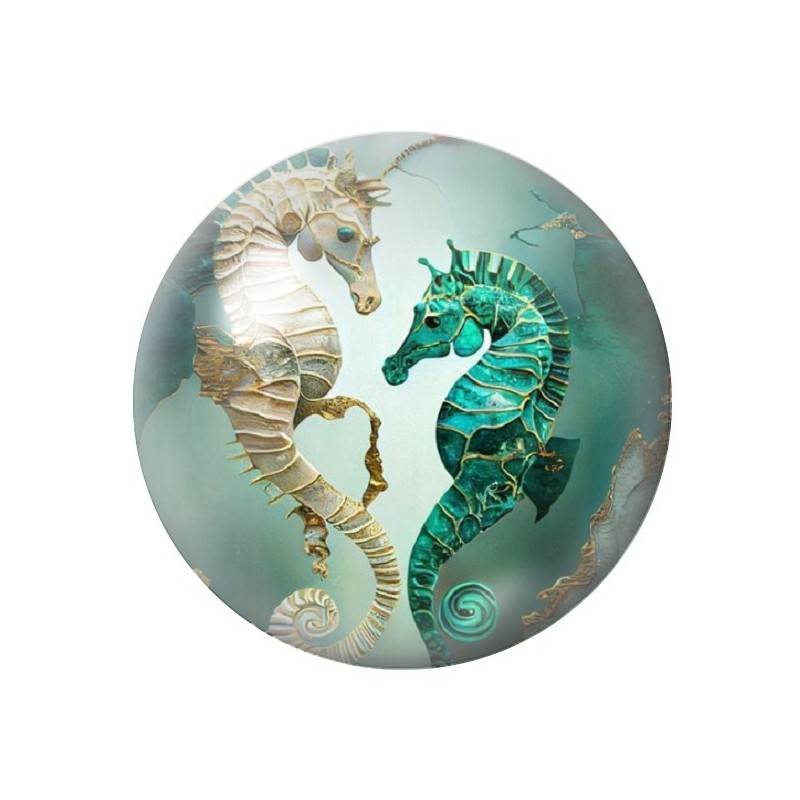 Cabochon en Verre Illustré Mer Été 12 à 25mm