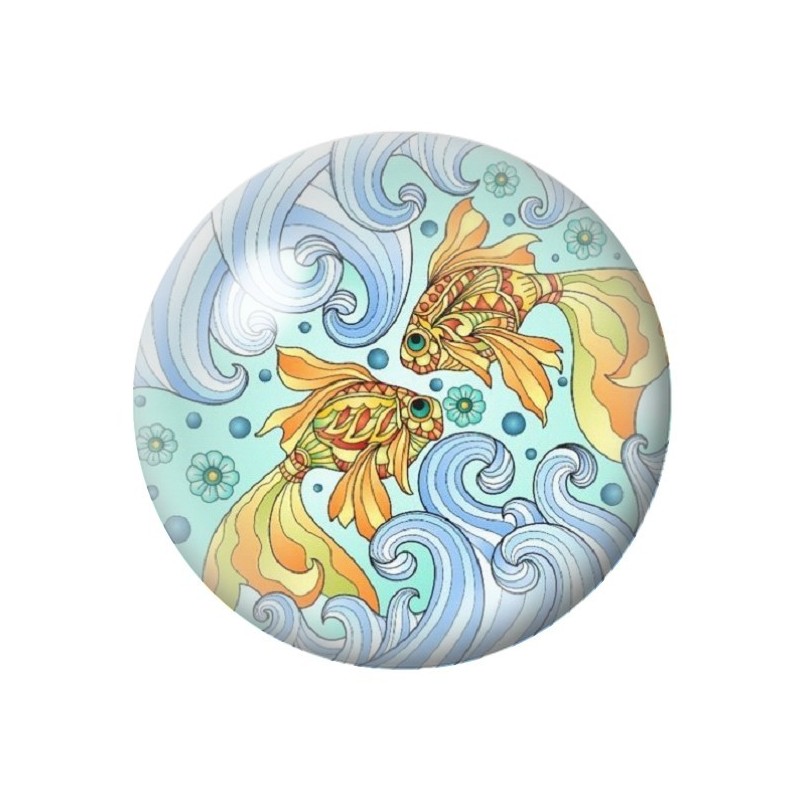 Cabochon en Verre Illustré Mer Été 12 à 25mm