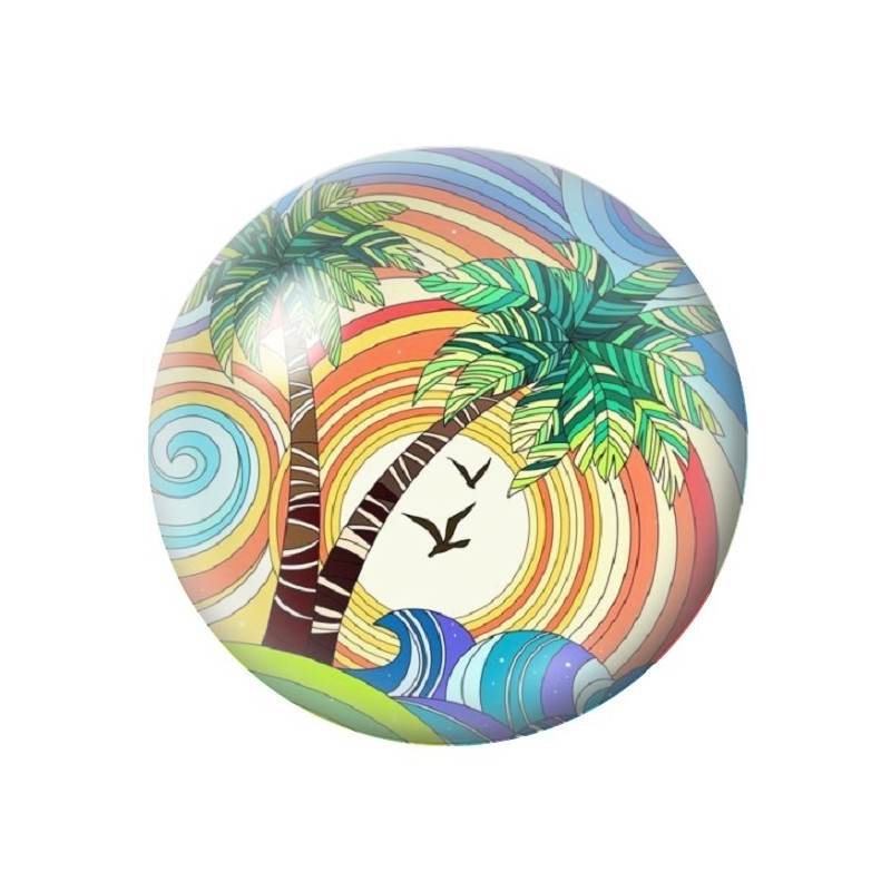 Cabochon en Verre Illustré Mer Été 12 à 25mm