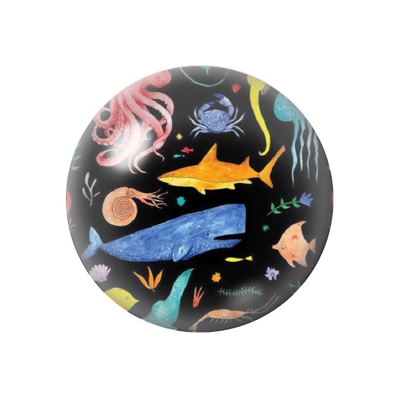 Cabochon en Verre Illustré Mer Été 12 à 25mm