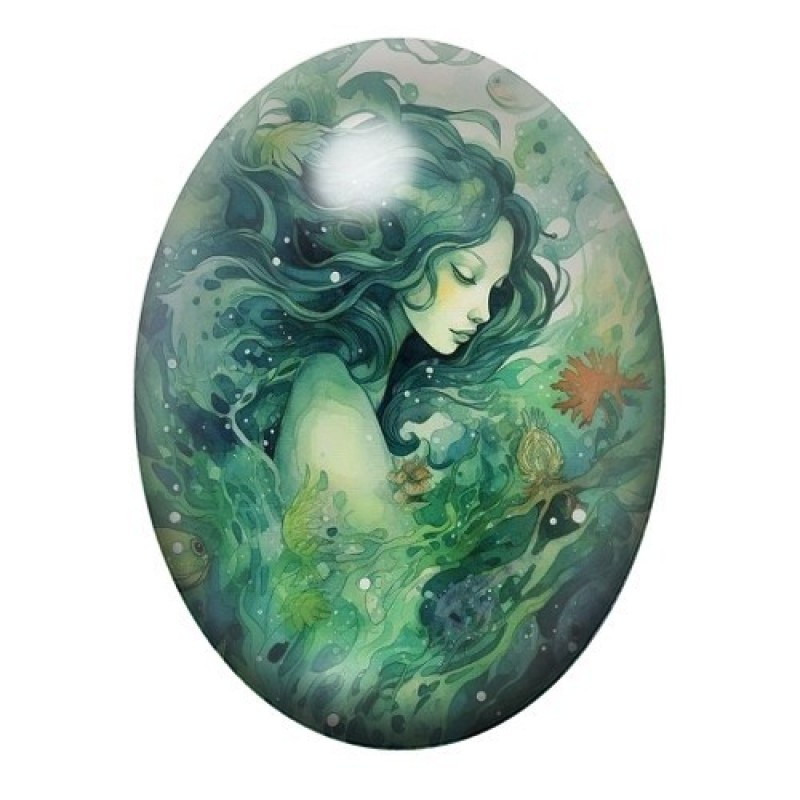 Cabochon en Verre Illustré Mer, Été 13x18, 18x25 ou 30x40mm
