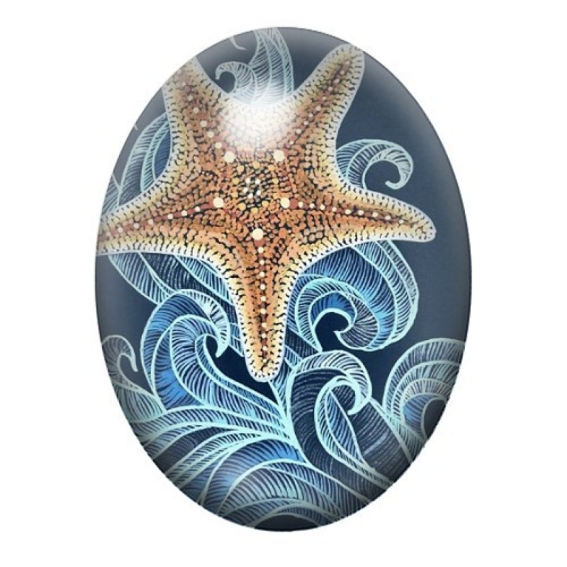 Cabochon en Verre Illustré Mer, Été 13x18, 18x25 ou 30x40mm