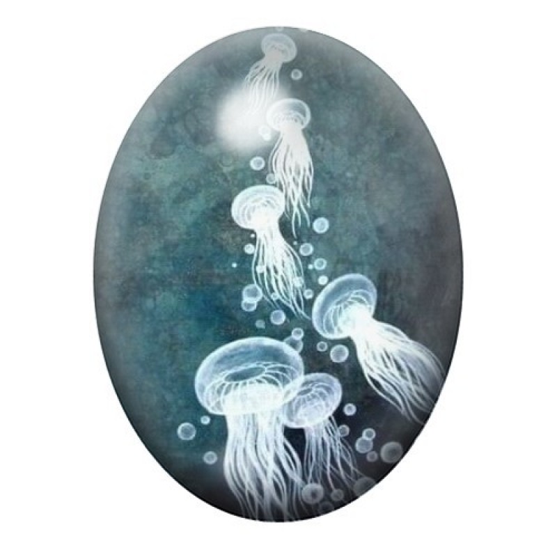 Cabochon en Verre Illustré Mer, Été 13x18, 18x25 ou 30x40mm