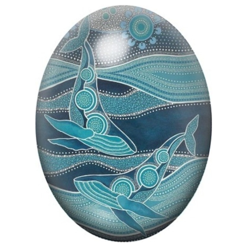 Cabochon en Verre Illustré Baleines et Tortues en Motifs Pointillés 13x18, 18x25 ou 30x40mm