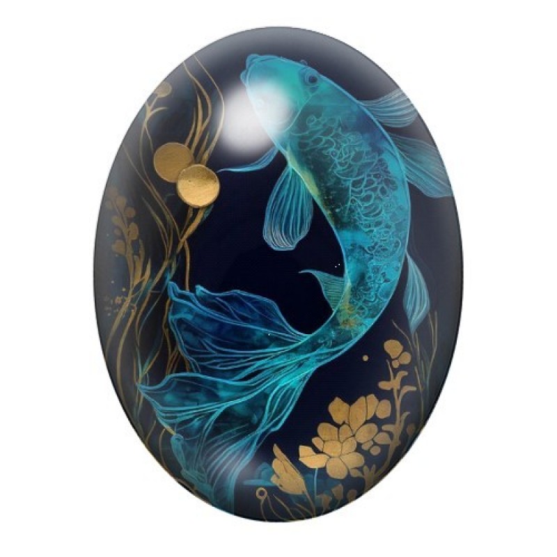Cabochon en Verre Illustré Mer, Été 13x18, 18x25 ou 30x40mm