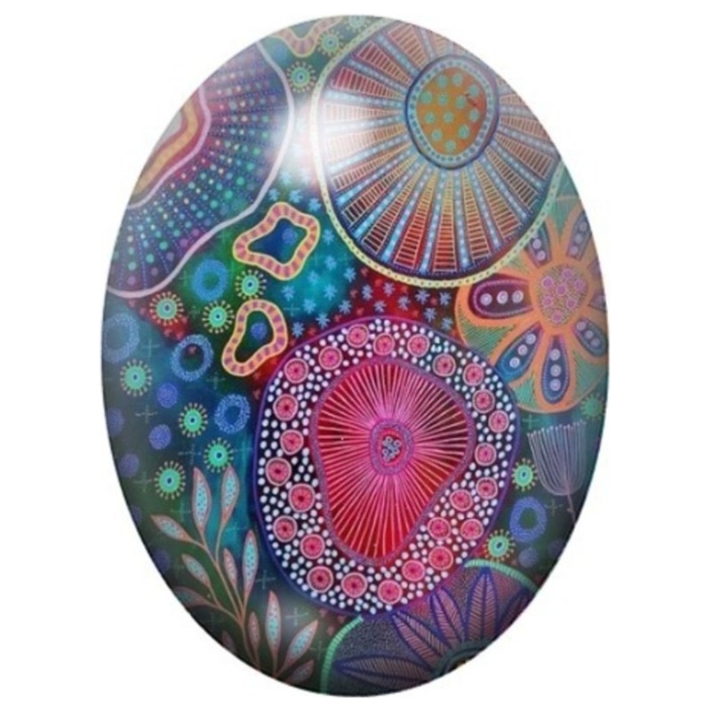 Cabochon en Verre Illustré Mandala Floral Multicolore 13x18, 18x25 ou 30x40mm