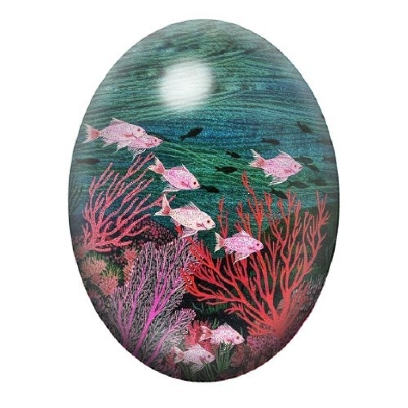 Cabochon en Verre Illustré Mer, Été 13x18, 18x25 ou 30x40mm