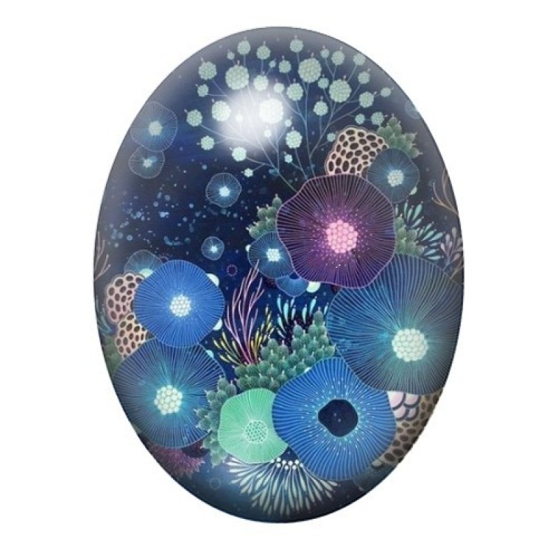 Cabochon en Verre Illustré Mer, Été 13x18, 18x25 ou 30x40mm