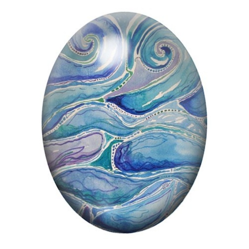 Cabochon en Verre Illustré Mer, Été 13x18, 18x25 ou 30x40mm