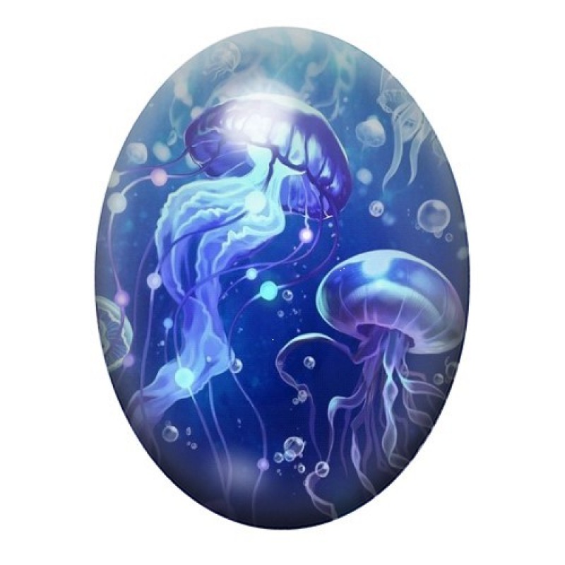 Cabochon en Verre Illustré Mer, Été 13x18, 18x25 ou 30x40mm