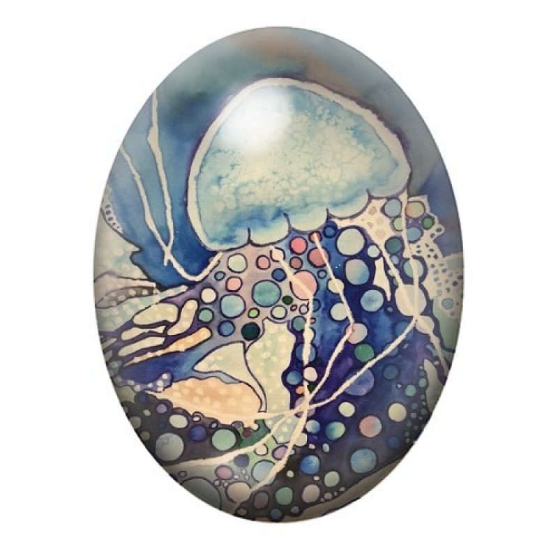 Cabochon en Verre Illustré Mer, Été 13x18, 18x25 ou 30x40mm