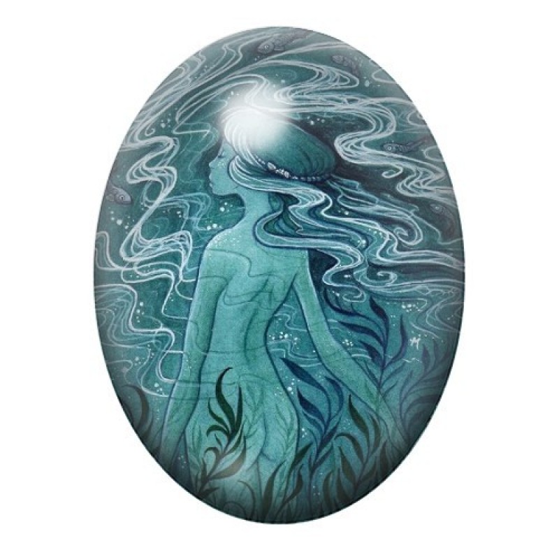 Cabochon en Verre Illustré Mer, Été 13x18, 18x25 ou 30x40mm