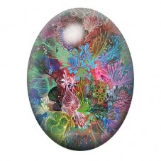 Cabochon en Verre Illustré Jardin Sous-Marin Multicolore 13x18, 18x25 ou 30x40mm pour la création de bijoux fantaisie - DIY