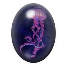 Cabochon en Verre Illustré Méduse Violette et Rose Lumineuse 13x18, 18x25 ou 30x40mm pour la création de bijoux fantaisie - DIY