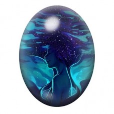 Cabochon en Verre Illustré Raie Manta dans l’Océan Cosmique 13x18, 18x25 ou 30x40mm pour la création de bijoux fantaisie - DIY