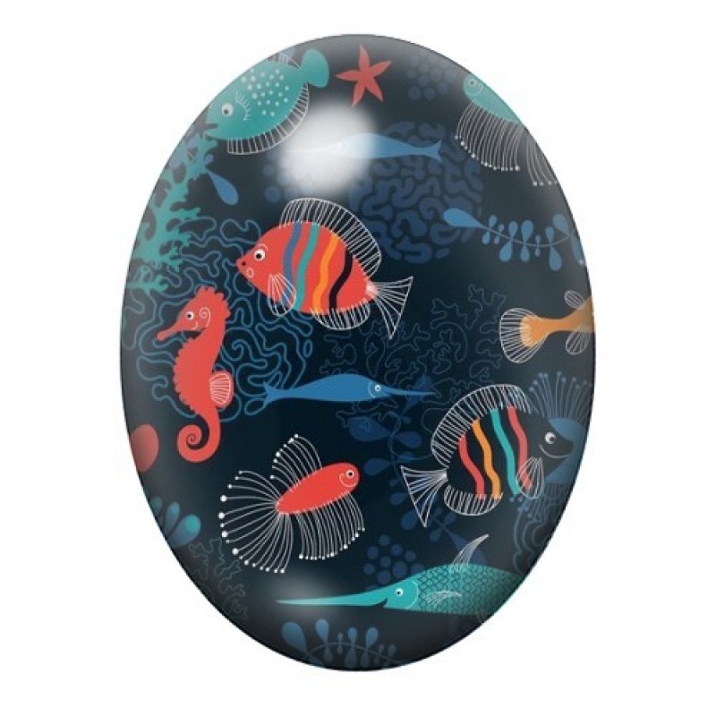 Cabochon en Verre Illustré Mer, Été 13x18, 18x25 ou 30x40mm