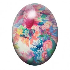 Cabochon en Verre Illustré Jardin de Coraux Pastel 13x18, 18x25 ou 30x40mm pour la création de bijoux fantaisie - DIY