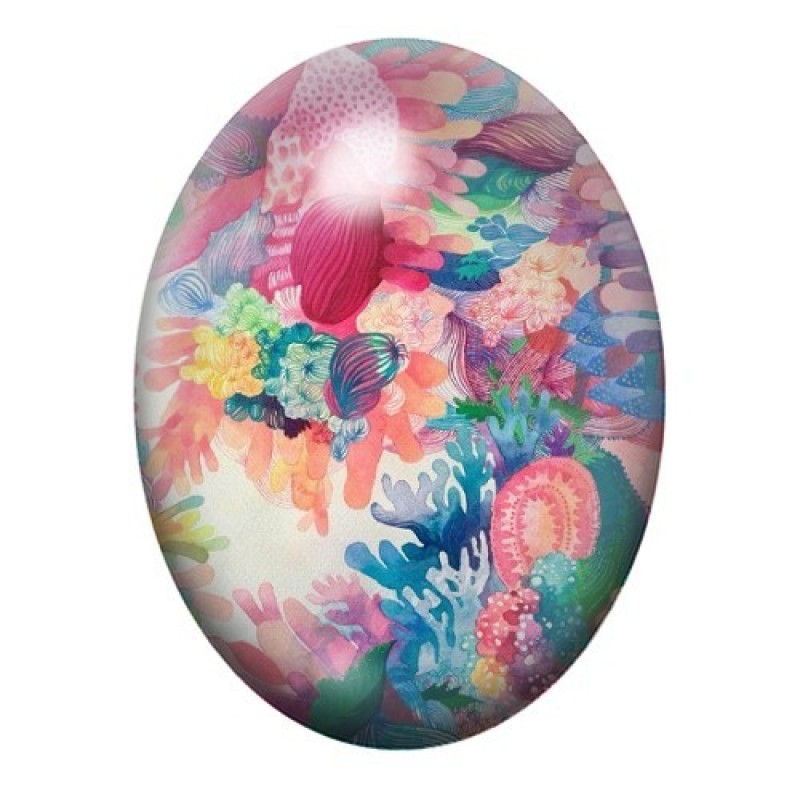 Cabochon en Verre Illustré Mer, Été 13x18, 18x25 ou 30x40mm