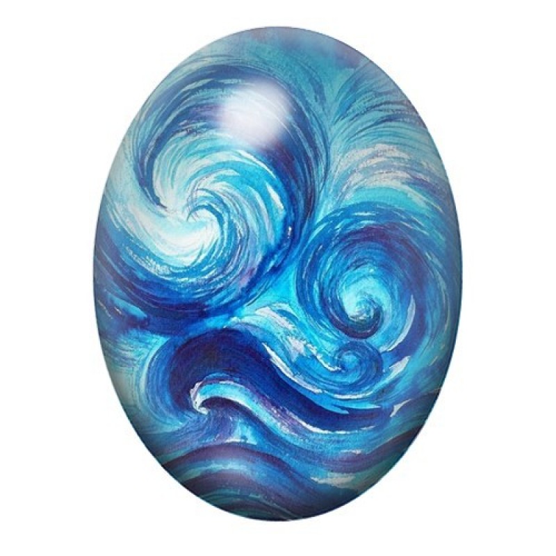 Cabochon en Verre Illustré Mer, Été 13x18, 18x25 ou 30x40mm