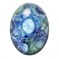 Cabochon en Verre Illustré Rosace Marine Bleue Lumineuse 13x18, 18x25 ou 30x40mm pour la création de bijoux fantaisie - DIY