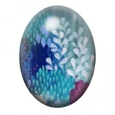 Cabochon en Verre Illustré Feuillage Bleu en Dégradé 13x18, 18x25 ou 30x40mm pour la création de bijoux fantaisie - DIY
