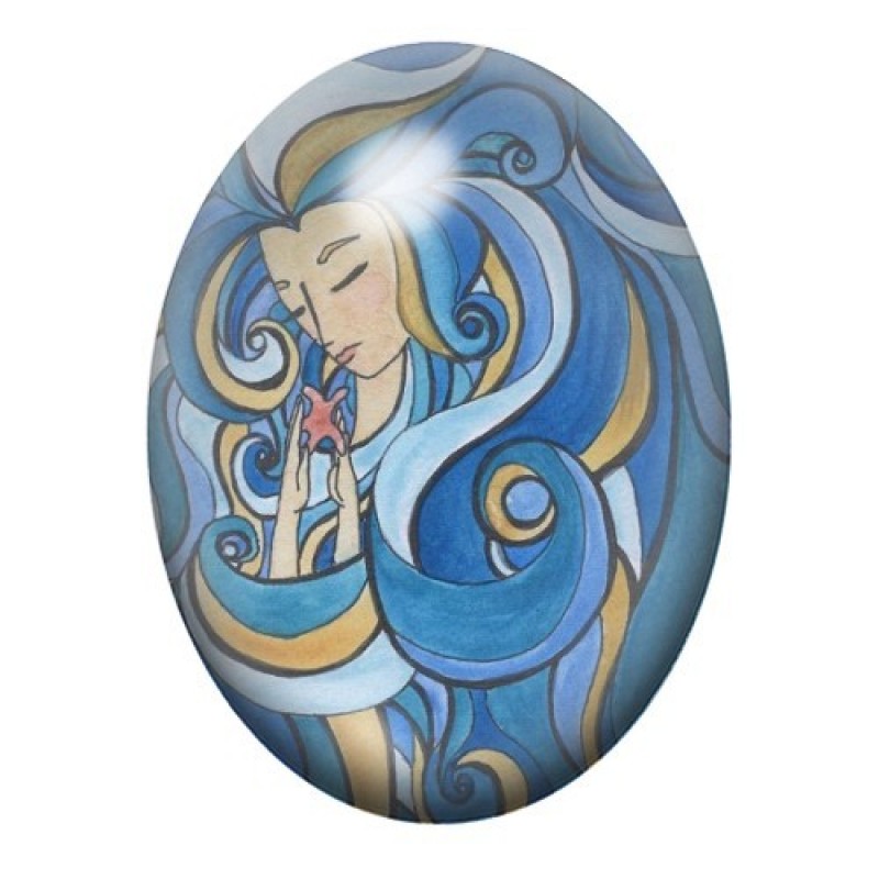 Cabochon en Verre Illustré Mer, Été 13x18, 18x25 ou 30x40mm