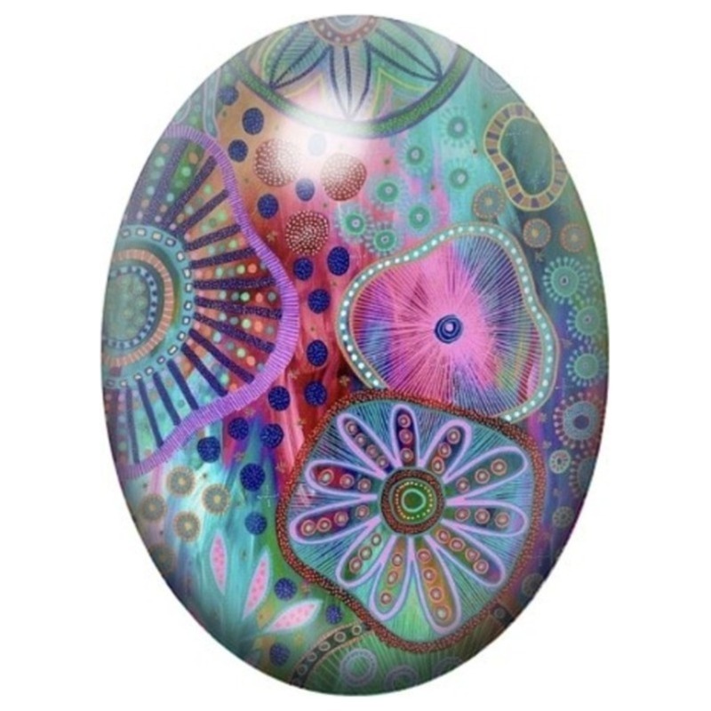 Cabochon en Verre Illustré Fleurs et Rosaces Multicolores 13x18, 18x25 ou 30x40mm