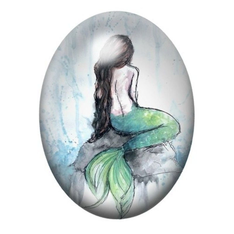 Cabochon en Verre Illustré Mer, Été 13x18, 18x25 ou 30x40mm