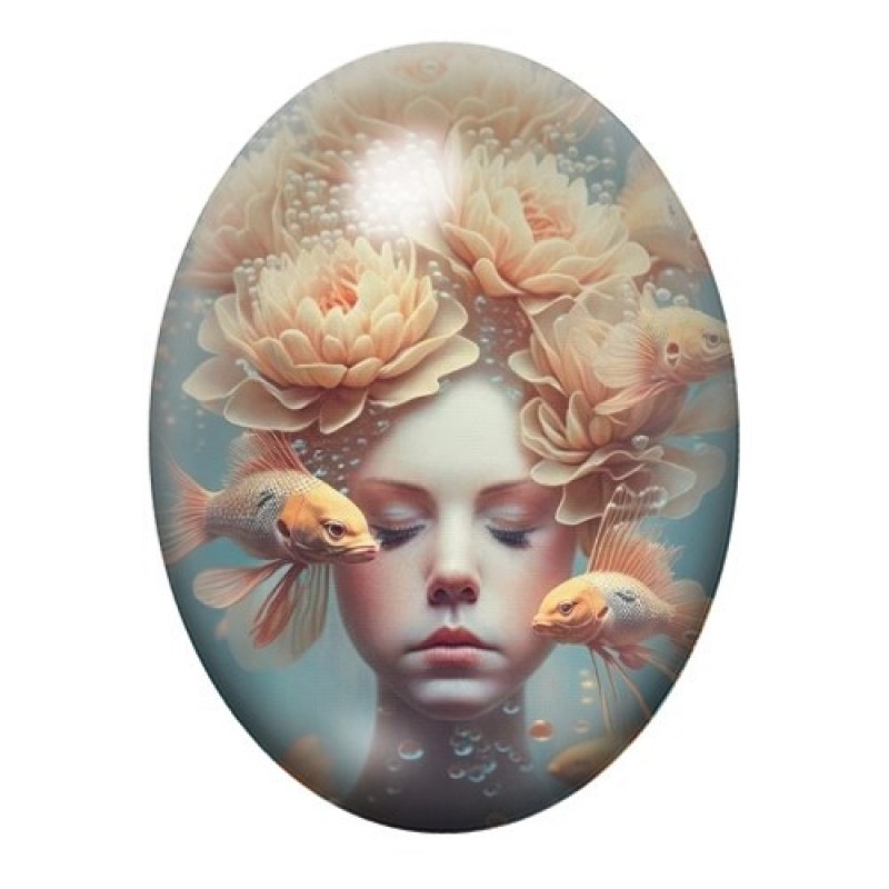 Cabochon en Verre Illustré Mer, Été 13x18, 18x25 ou 30x40mm