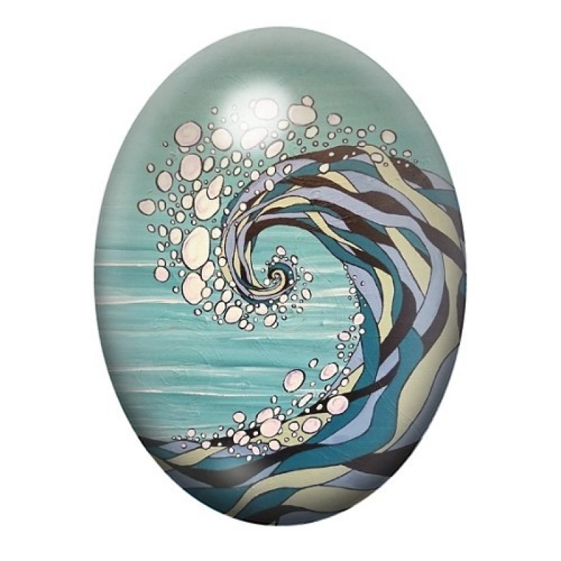 Cabochon en Verre Illustré Mer, Été 13x18, 18x25 ou 30x40mm