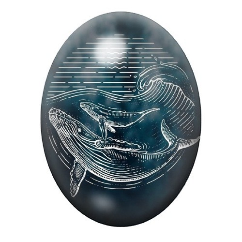 Cabochon en Verre Illustré Mer, Été 13x18, 18x25 ou 30x40mm