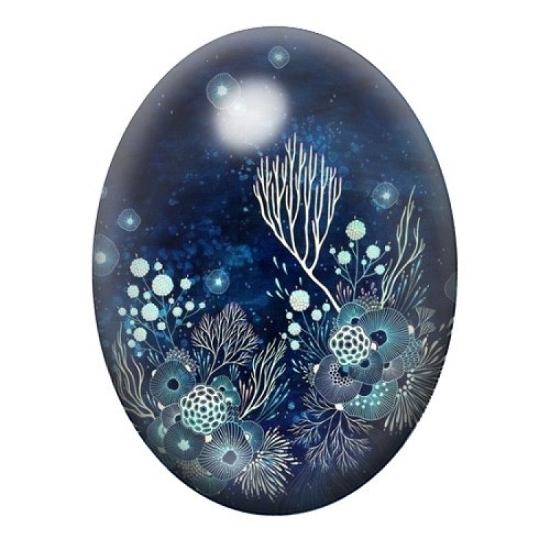 Cabochon en Verre Illustré Mer, Été 13x18, 18x25 ou 30x40mm