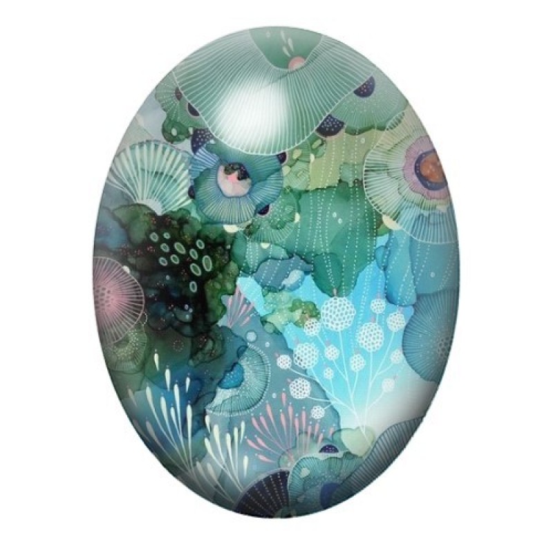 Cabochon en Verre Illustré Mer, Été 13x18, 18x25 ou 30x40mm