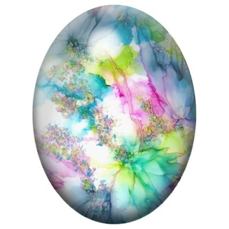Cabochon en Verre Illustré Aquarelle Abstraite Multicolore 13x18, 18x25 ou 30x40mm
