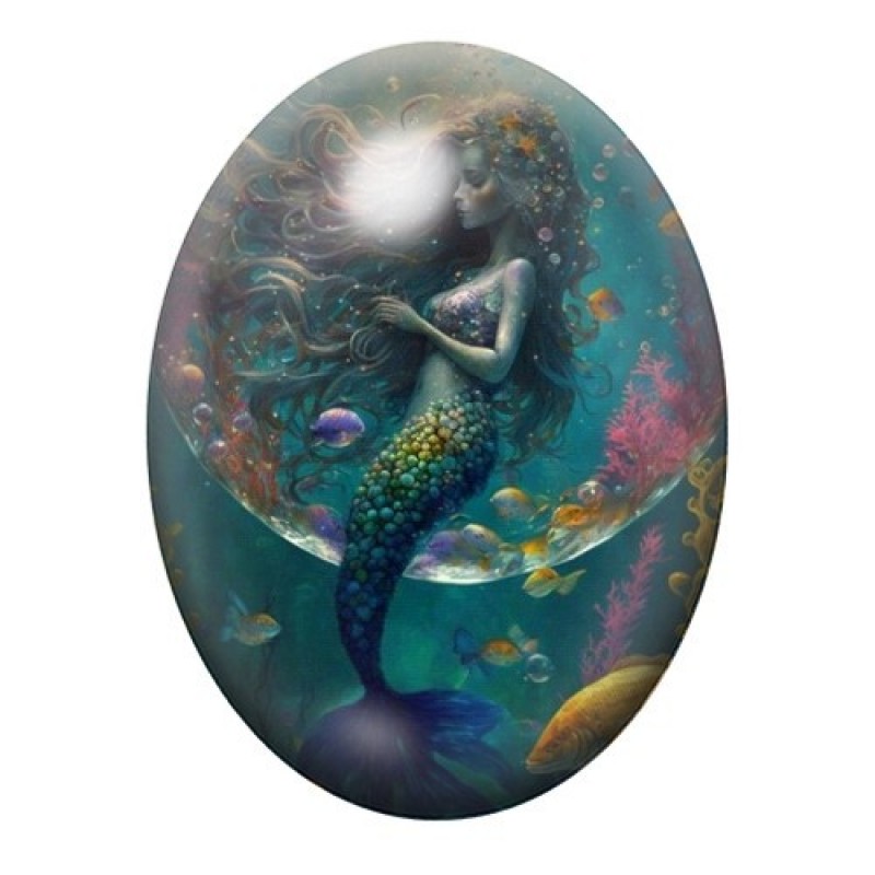 Cabochon en Verre Illustré Mer, Été 13x18, 18x25 ou 30x40mm