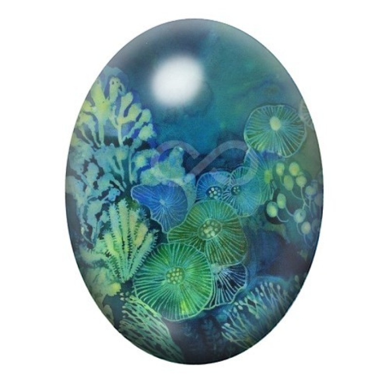 Cabochon en Verre Illustré Mer, Été 13x18, 18x25 ou 30x40mm