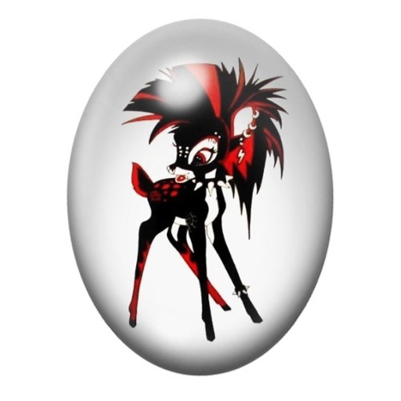 Cabochon en Verre Illustré Faon Gothique 13x18, 18x25 ou 30x40mm