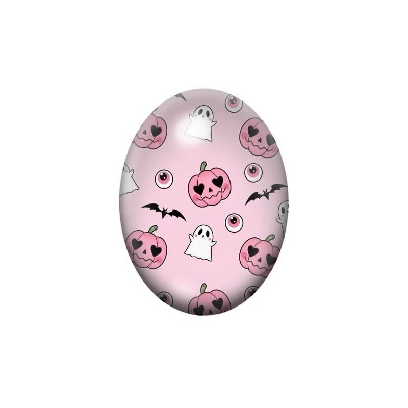 Cabochon en Verre Illustré Citrouille Halloween 13x18, 18x25 ou 30x40mm