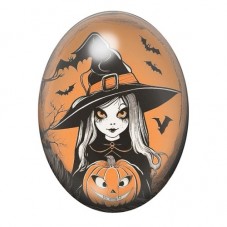 Cabochon en Verre Illustré Sorcière Halloween 13x18, 18x25 ou 30x40mm  pour la Création de Bijoux Fantaisie - DIY