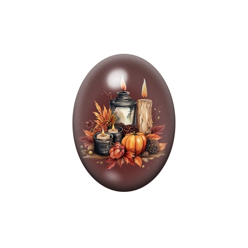 Cabochon en Verre Illustré Bougie Halloween 13x18, 18x25 ou 30x40mm