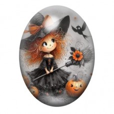 Cabochon en Verre Illustré Sorcière Halloween 13x18, 18x25 ou 30x40mm  pour la Création de Bijoux Fantaisie - DIY