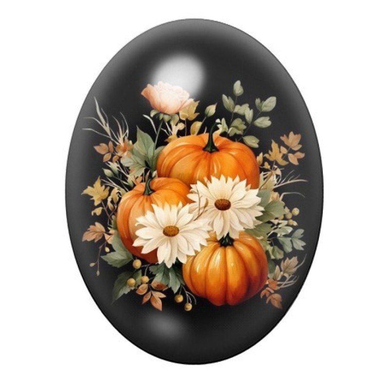Cabochon en Verre Illustré Citrouille Halloween 13x18, 18x25 ou 30x40mm
